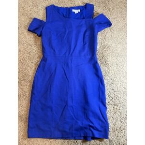 1.State Dress Women Size 2 Bodycon Midi Royal Blue Off-Shoulder Hourglass Sexy